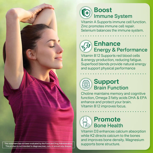 NEVISS Vegan Multivitamin for Women & Men w/Methyl B12, D3 K2, Plant Based Omega 3 (DHA+EPA), Iron, Choline, Zinc, Whole Food Daily Vitamins Gummies for Vegans & Vegetarians, Sugar Free, 60Cts