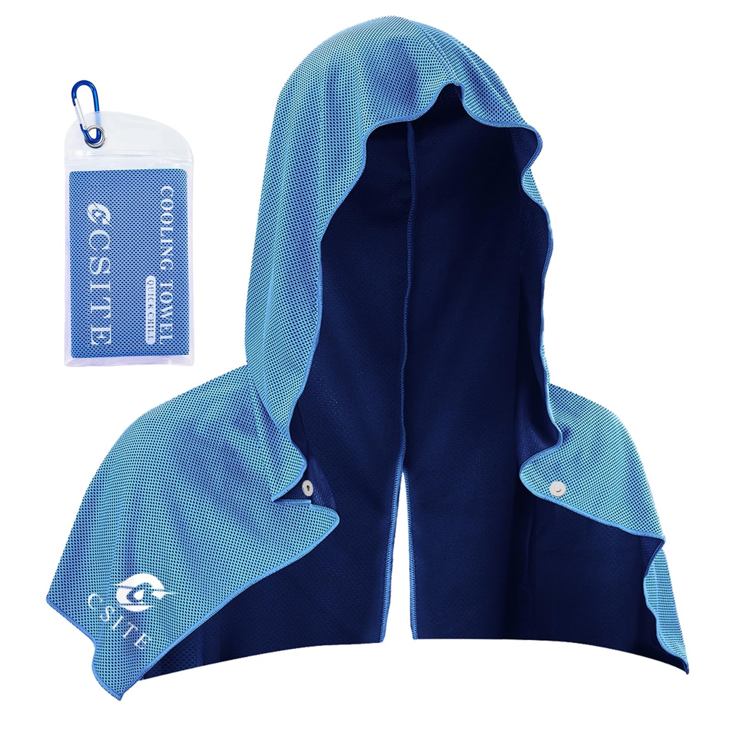 2 Pack Cooling Hoodie Towels, Instant Cooling Towels for Neck and Face, UPF 50 Sun Protection, Ice Towel for Hot Weather, Head Towel for Sports, Camping, Cycling & More Activities