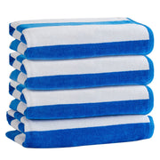 100% Cotton Velour Cabana Stripe Beach Towel Set 30" x 60" - Ultra Soft, Plush, & Highly Absorbent Towels for Pool, Beach, & Swimming. Marina Collection (4-Pack, Charcoal)