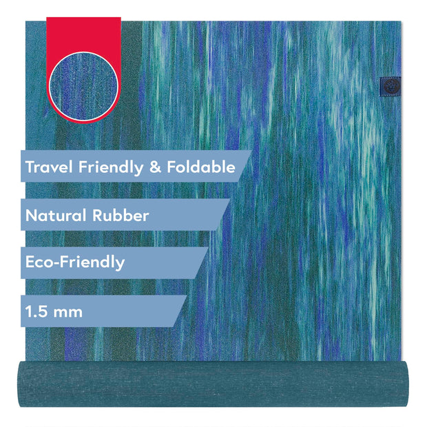 Manduka eKO SuperLite Yoga Mat - 1.5mm Natural Rubber | Foldable & Travel Friendly | Soft Textured Surface | Eco-friendly