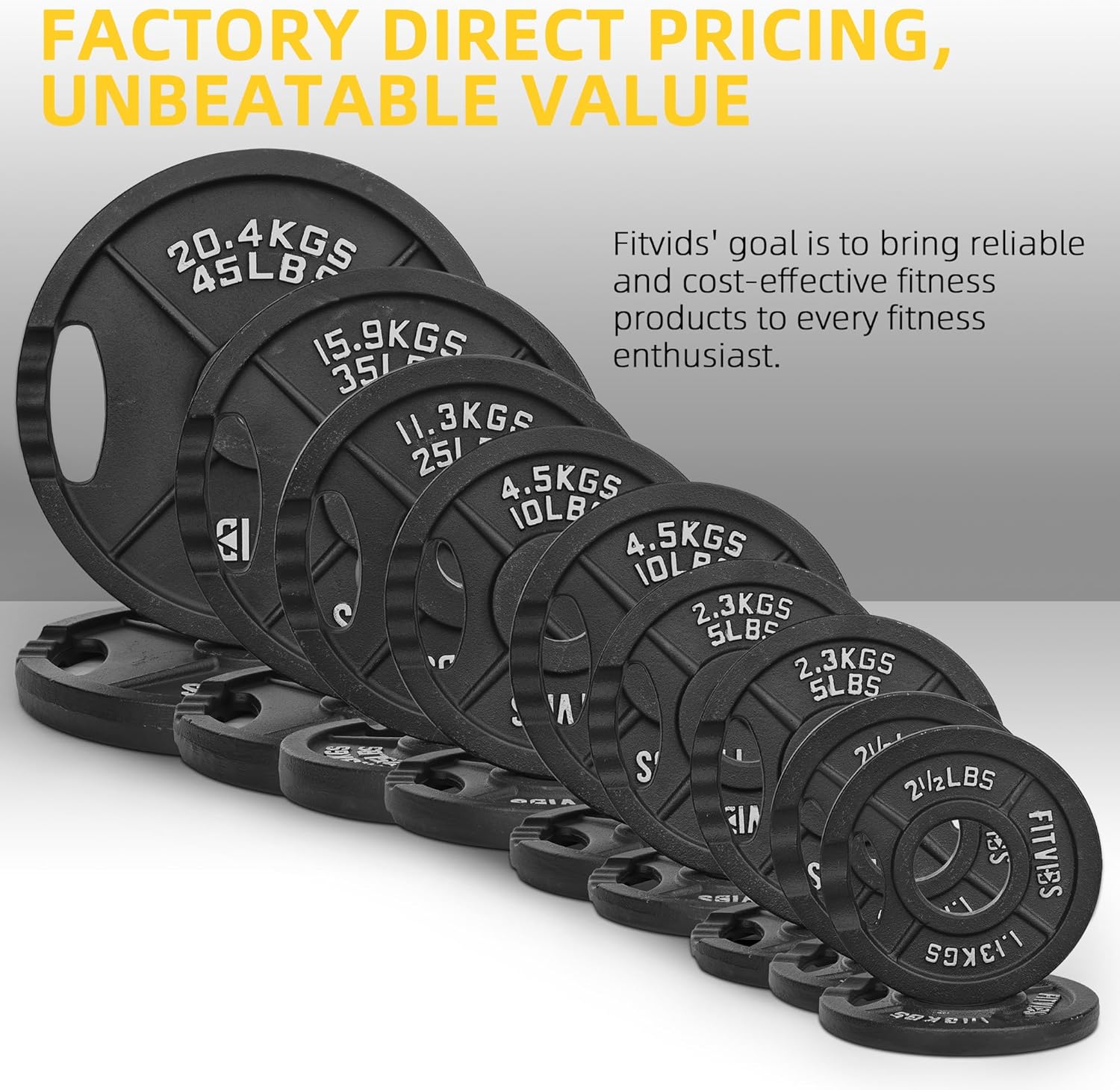 2-Inch Olympic Cast Iron Plate Weight Plate for Strength Training and Weightlifting, Multiple Sizes