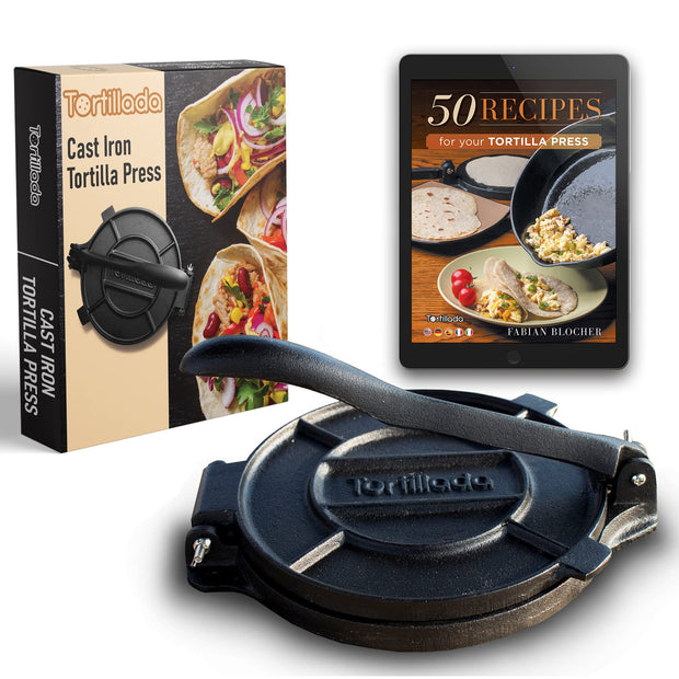 Tortillada – Premium Tortilla Press Cast Iron with Recipes E-Book (12 Inch)