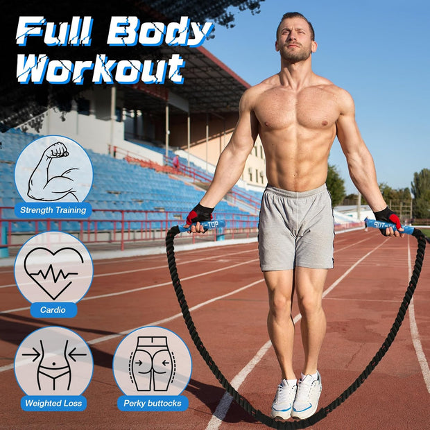 Jump Rope, 3.75 LB/2.65 LB Weighted Jump Rope for Fitness, Heavy Skipping Rope for Home Gym Workout, Weight Loss, Strength Training, Total Body Exercise Equipment