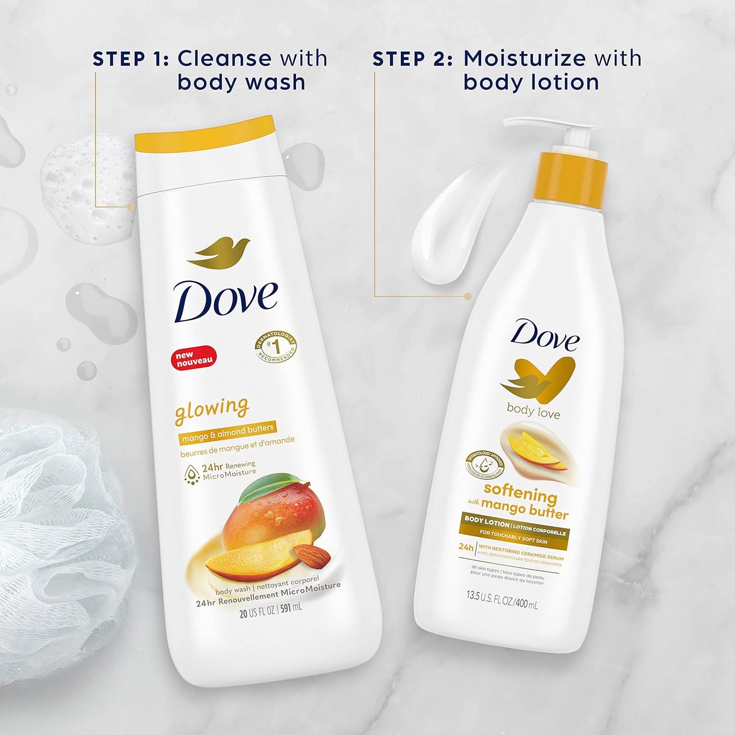 Dove Body Love Softening Body Lotion with Mango & Almond Pack of 3 For Touchably Soft Skin Butters Lotion for Dry Skin with Restoring Ceramide Serum 13.5 oz