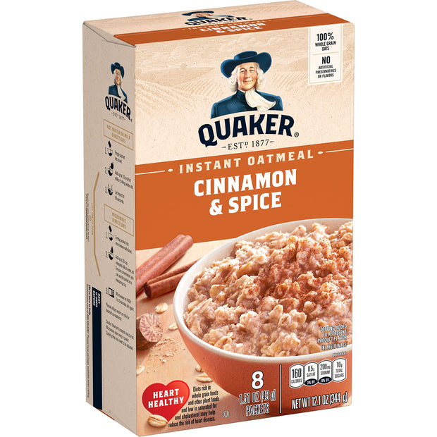 Quaker, Instant Oatmeal, Cinnamon and Spice, 1.51 Ounce (Pack of 10)