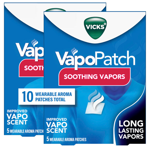 Vicks VapoPatch, Wearable Mess-Free Aroma Patch, Soothing & Comforting Non-Medicated Vicks Vapors, For Adults & Children Ages 6+, 5ct (2 pack)