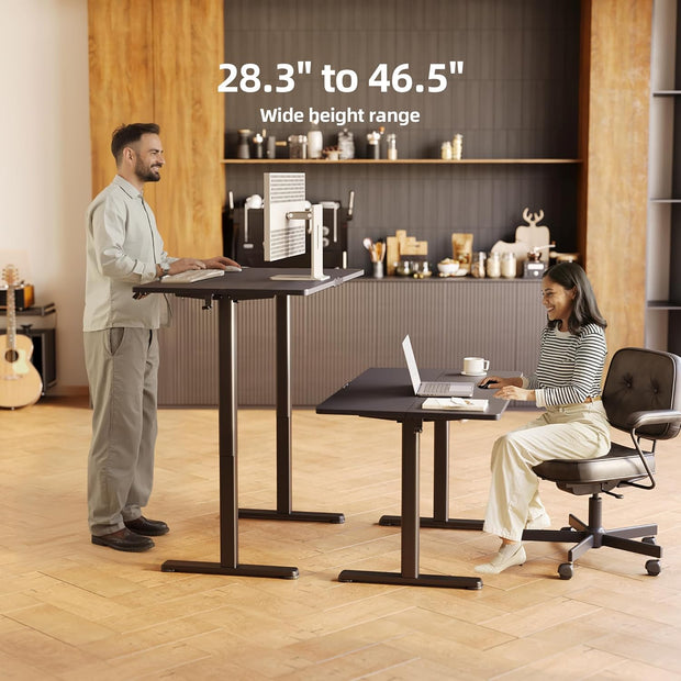 INNOVAR Electric Standing Desk, Adjustable Height Stand up Desks, 48 x 24 Inches Sit Stand up Desk for Home Office Computing, 3-Preset Memory Height Ergonomic Rising Desks, Black