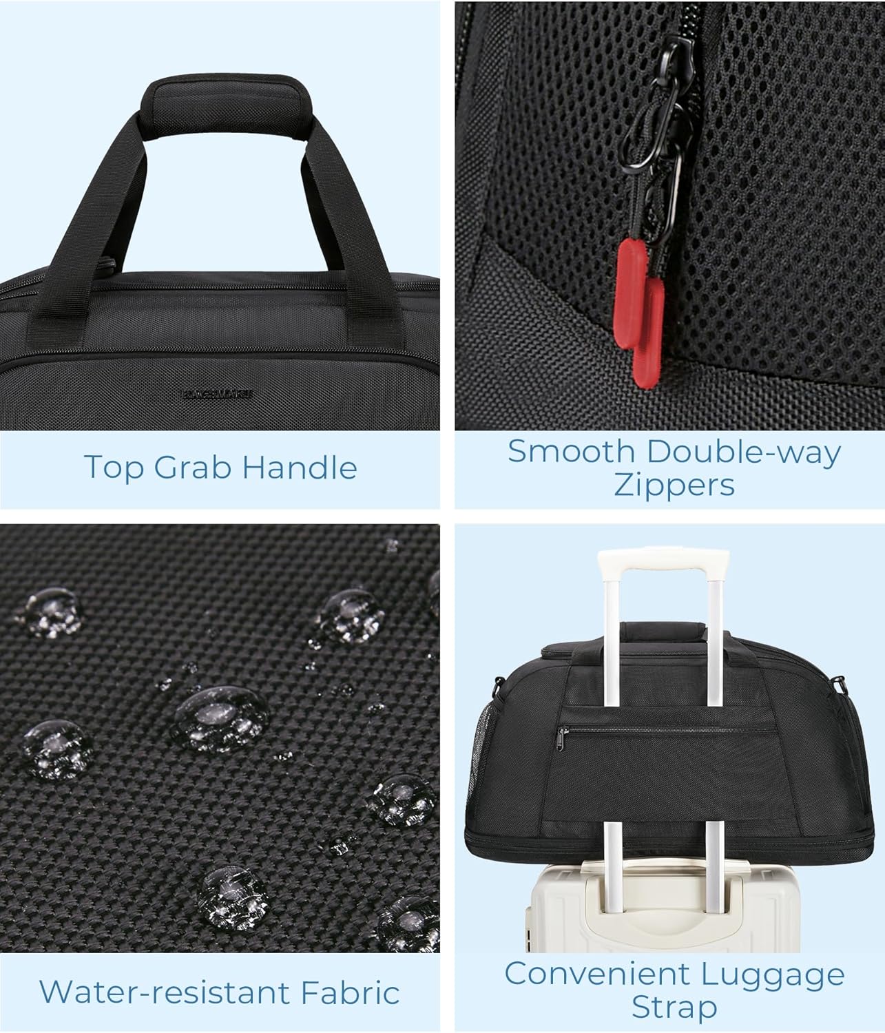 BAGSMART Gym Bag for Men, Expandable Lightweight Workout with Shoe Compartment & Wet Pocket, Water Resistant Weekender Bag, Black