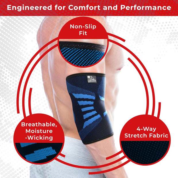Nordic Lifting Elbow Compression Sleeves (1 Pair) – Support for Pain Relief, Tendonitis, Golfer’s & Tennis Elbow Recovery