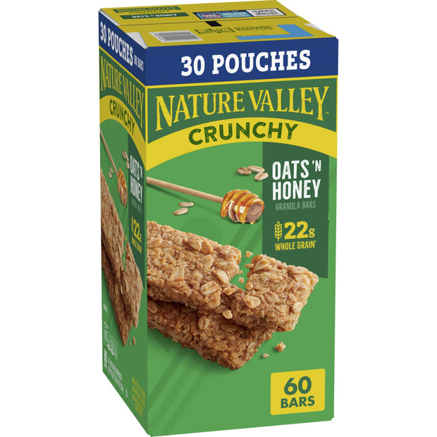 Nature Valley Crunchy Granola Bars, Oats 'n Honey, 36 Bars, 26.82 OZ (18 Pouches)