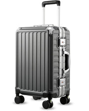 LUGGEX Luggage Sets with Spinner Wheels, 2 Piece (20/28) Aluminum Frame Zipperless Polycarbonate Hard Shell Suitcase Sets, Charcoal Metallic