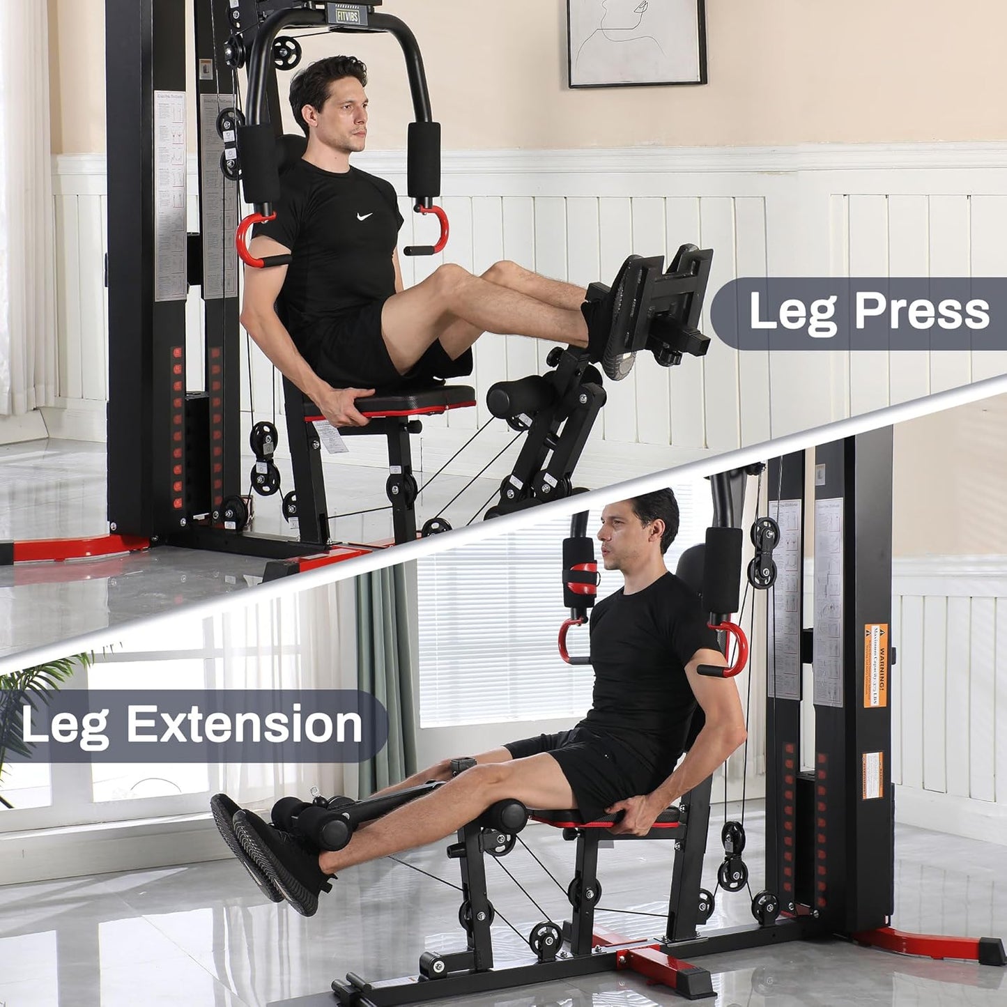 Home Gym, Workout Equipment with Leg Press, Exercise Equipment for Home with Pulley System, Home Gym Equipment for Full Body Strength Training, Preacher Curl and Leg