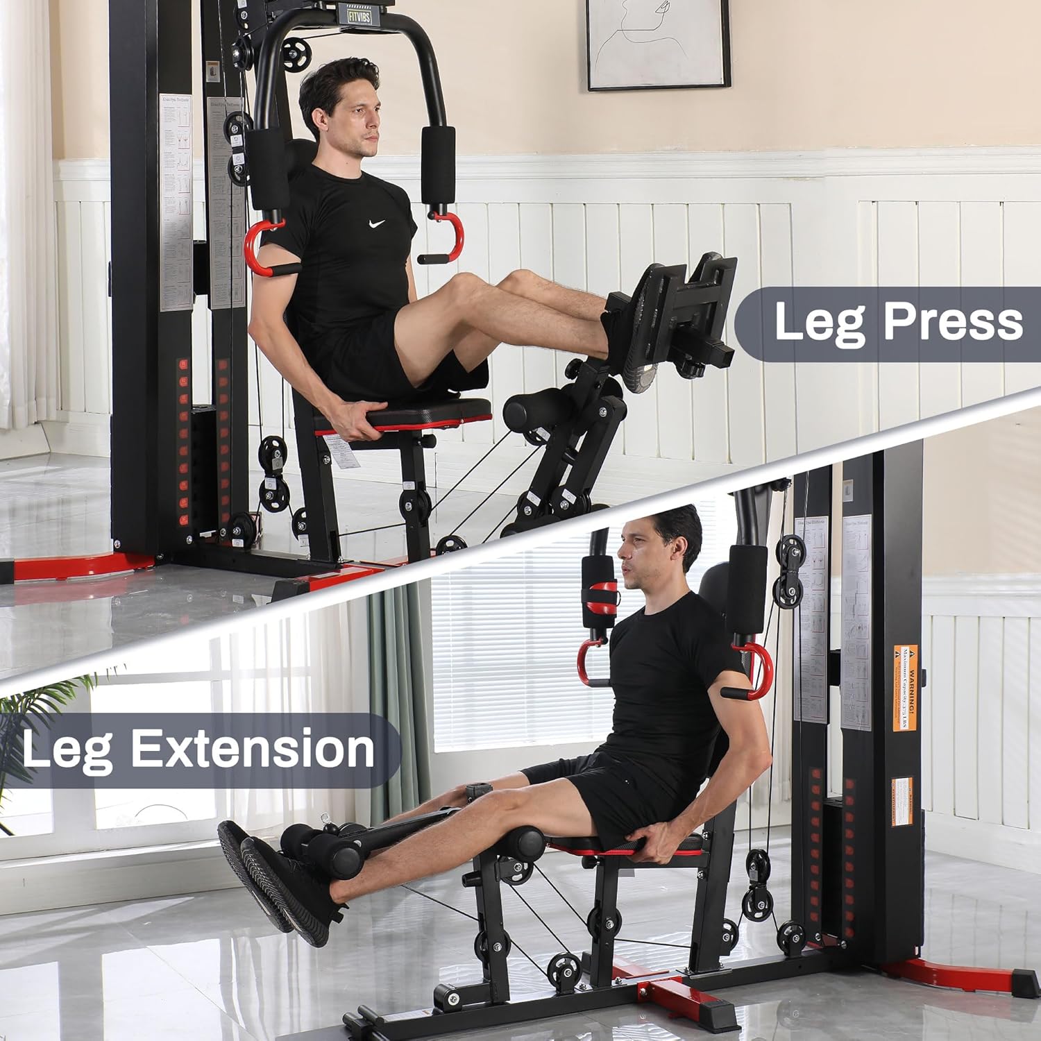 Home Gym, Workout Equipment with Leg Press, Exercise Equipment for Home with Pulley System, Home Gym Equipment for Full Body Strength Training, Preacher Curl and Leg