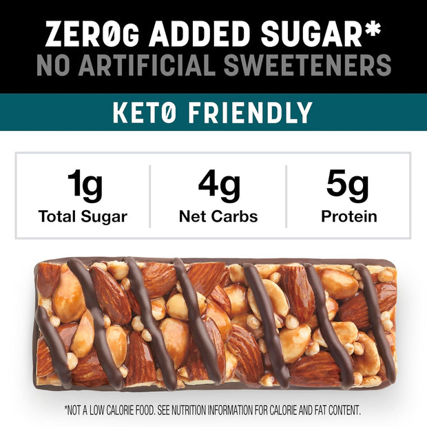 KIND ZERO Added Sugar Bars, Variety Pack, Dark Chocolate Nuts & Sea Salt, Caramel Almond & Sea Salt, Peanut Butter Dark Chocolate, Keto Friendly Snacks, Gluten Free, 5g Protein, 15 Count