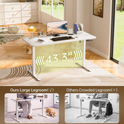 Veken 55 Inch Large Electric Standing Desk, 4 Memory Heights Adjustable,Sit to Stand Up, Work Home Office Computer Table for Study, Walking Pad, Writing, and Games, Wooden Desktop Desks, White