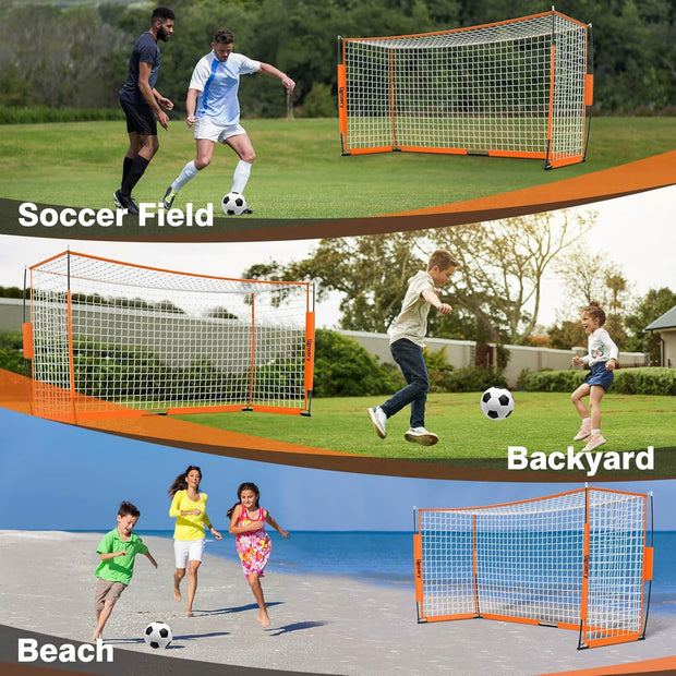 Portable Soccer Goal, Detachable 12x6 FT Soccer Goals Net for Backyard, Quick Setup Training Equipment with 1 Carry Bag, 1 Football, 12 Training Cones
