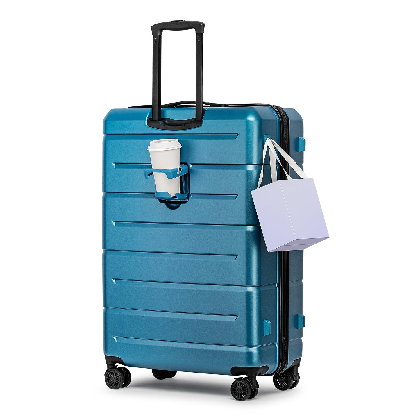 KYME 26 Inch Luggage TSA Approved Hard Shell Suitcases with Spinner Wheels Durable Medium Travel Checked Luggage with Cup Holder for Women Men Pink
