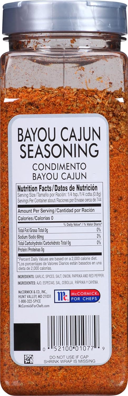 McCormick Culinary Bayou Cajun Seasoning, 21 oz - One 21 Ounce Container of Cajun Seasoning Made With Aromatic Spices for Catfish, Crawfish, Jambalaya and Gumbo