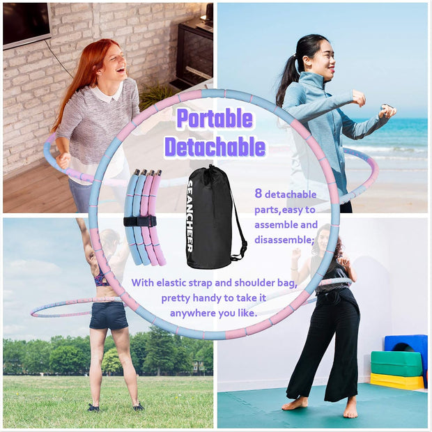 Weighted Detachable Exercise Ring, 2 to 5lb Adjustable, 8 Sections Portable for Indoor and Outdoor, Great for Adults and Beginners, by SEANCHEER