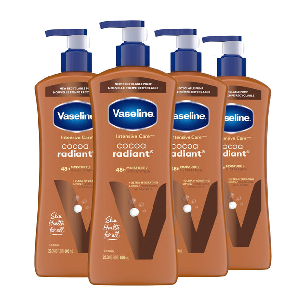 Vaseline Intensive Care Body Lotion Cocoa Radiant 3 count for Dry Skin Lotion Made with Ultra-Hydrating Lipids and Pure Cocoa Butter for a Long-Lasting, Radiant Glow 20.3 Oz