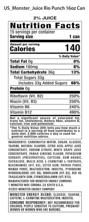 Monster Energy Juice Rio Punch, Energy + Juice, Energy Drink, 16 Ounce (Pack of 15)