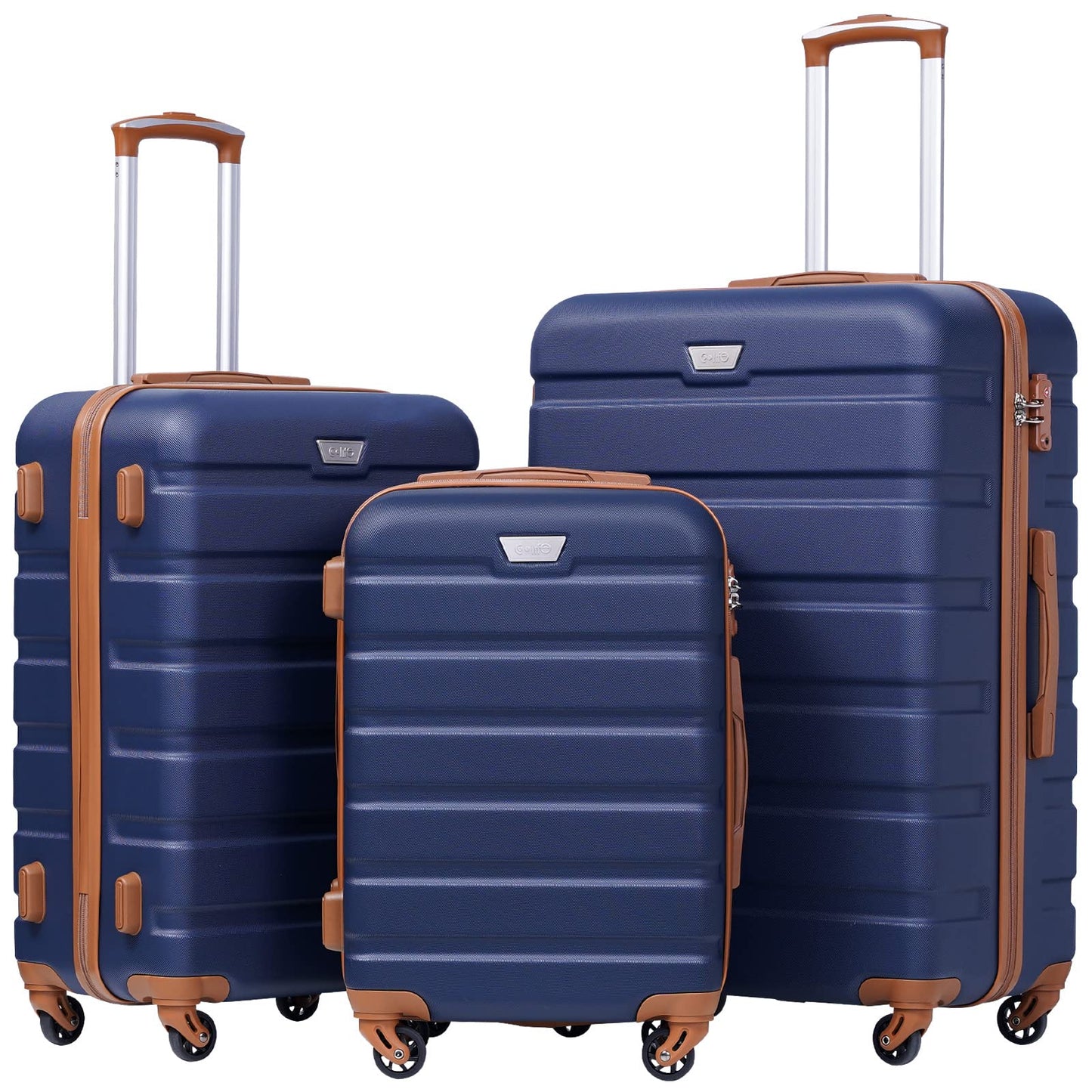 Coolife Luggage 4 Piece Set Suitcase Spinner Hardshell Lightweight TSA Lock (Family Set-Sky Blue)
