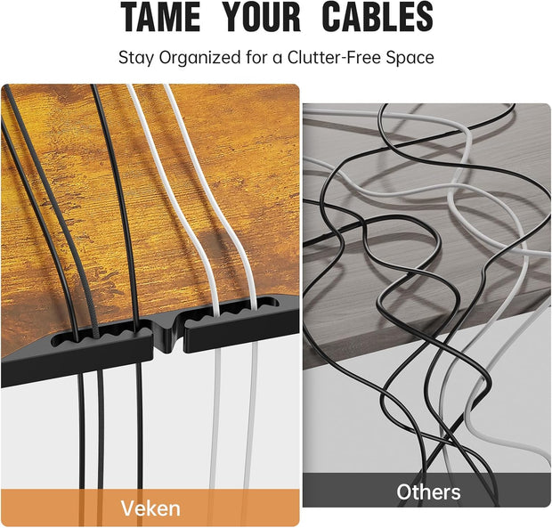 Veken 47.2" Standing Desk Electric, Height Adjustable Sit Stand Up, Wood Desktop, Work Home Office, Computer PC Table, Writing Rising Desks, Brown