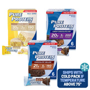 Pure Protein Bars, Chewy Chocolate Chip, Chocolate Deluxe, Chocolate Peanut Butter - Box of 6-3 Boxes - 1 Box of each flavor