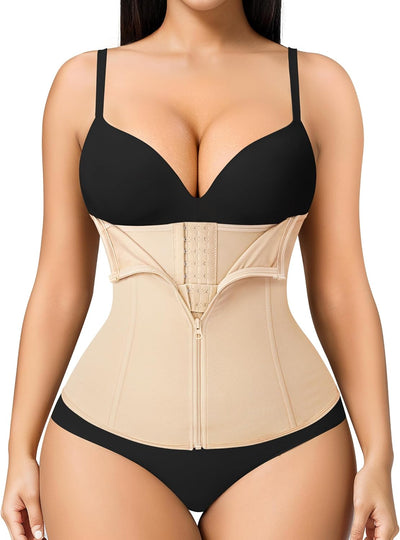 MERYOSZ Zipper Waist Trainer for Women - Mesh Corset Shapewear Tummy Control Body Shaper Waist Cincher Postpartum Girdle