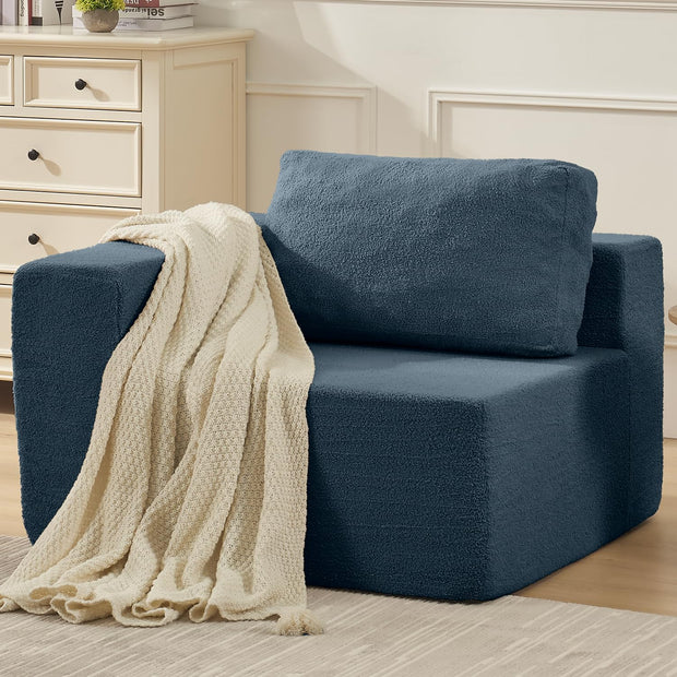 106" Cloud Sectional Couch, Left/Right Facing Convertible Sofa with Deep Seat, L-Shape Modular Upholstered Foam Couch for Living Room Bedroom, No Assembly Required (Corduroy Fabric, Beige)