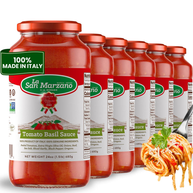 La San Marzano Marinara Sauce, 24 oz, Pasta Sauce Made in Italy, All Purpose Tomato Premium Quality, All Natural, Mediterranean Diet, Non GMO, Vegan, Gluten Free