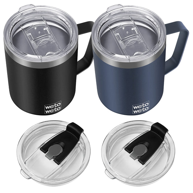 WETOWETO 14 oz Coffee Mug, Vacuum Insulated Camping Mug with Lid, Double Wall Stainless Steel Travel Tumbler Cup, Thermal Coffee Mug, Powder Coated Navy Blue