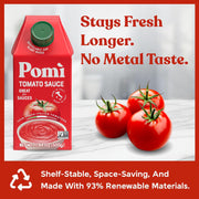 Pomì Tomato Sauce 17.64oz (Pack of 12) - Creamy, Velvety Italian Sauce with a Touch of Salt, No Additives or Preservatives - Made from 100% Fresh Italian Tomatoes, BPA-Free Carton