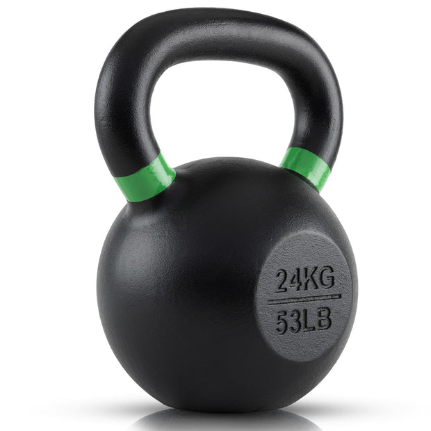 Single Cast Iron Kettlebell | Powder Coated - Wide Handle Weights for Core & Glute Workouts; Swings, Squats, Deadlifts; Strength, Endurance & Flexibility for Men & Women