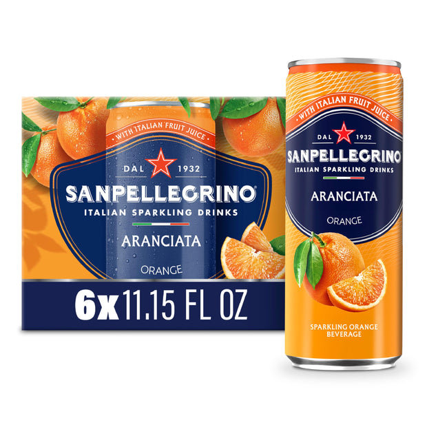 Sanpellegrino Italian Sparkling Drink Aranciata Rossa, Sparkling Orange and Blood Orange Beverage, 11.15 Fl Oz Can