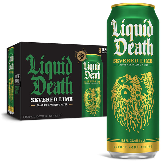 Liquid Death, Severed Lime, Lime-Flavored Sparkling Water, 12-Pack (12oz Cans), Low Calorie & No Artificial Sweeteners