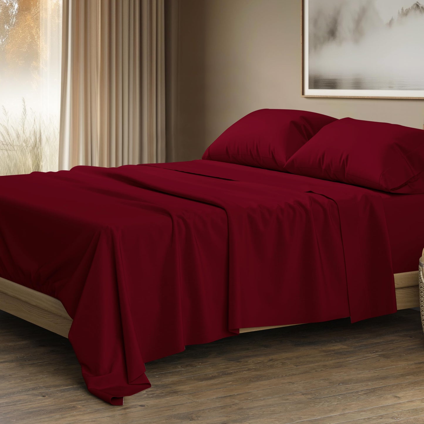 THREAD SPREAD 100% Egyptian Cotton King Size Sheets Set - Luxury 1500 Thread Count Egyptian Cotton Sheets King Size, Silky Soft, Cooling, Sateen Weave 17" Deep Pocket Bed Set - White