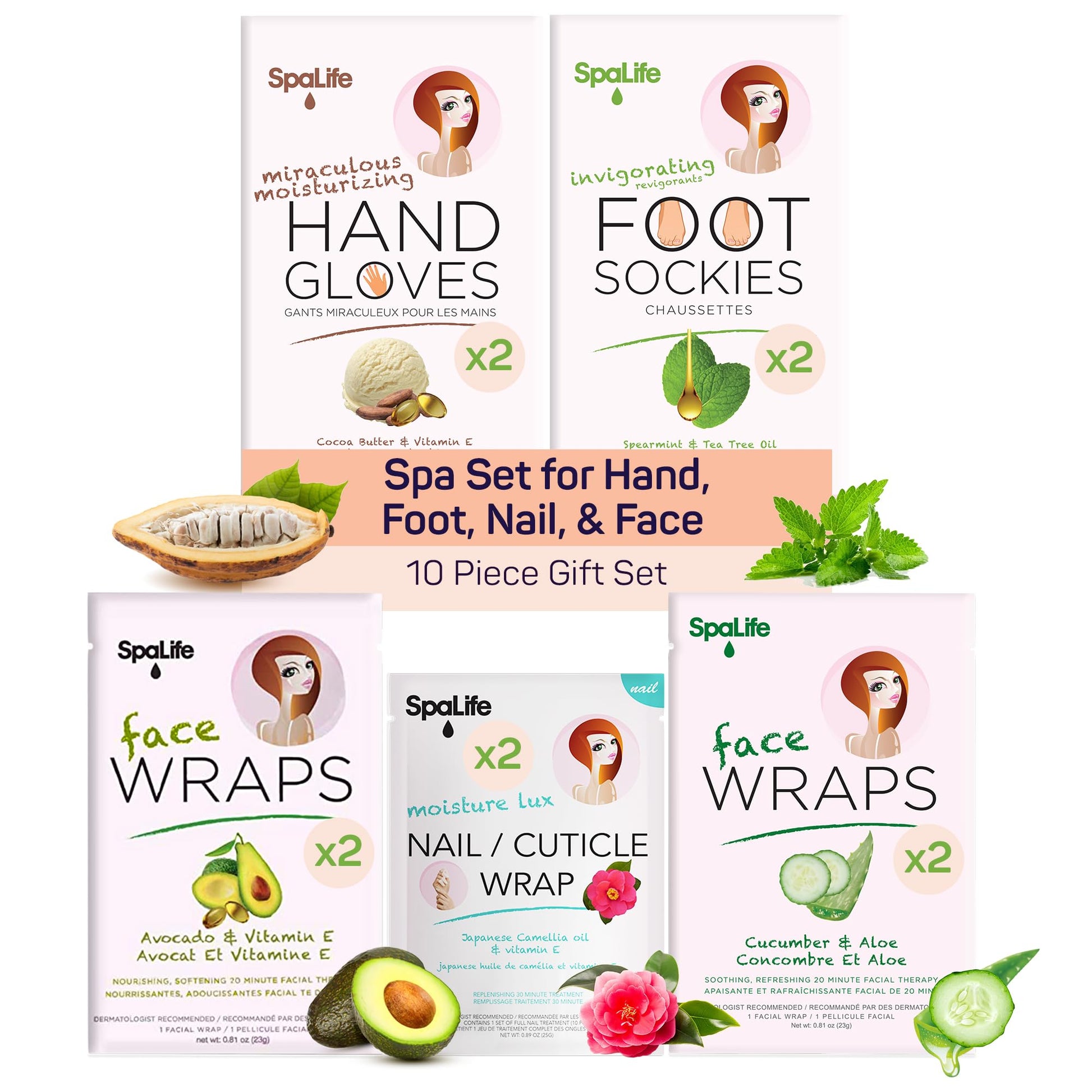 SpaLife Softening Care Foot Sockies (8-Pack) - Spearmint & Tea Tree Oil, Exfoliating Pack for Healthy Feet, Intensive Repair, Callus Remover Sockies, Dry Skin Solution, Moisturizing Foot Treatment