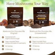 Real Mushrooms Organic Hot Chocolate Mix with Reishi, Turkey Tail, Chaga, Shiitake, Maitake – Cacao Powder Organic Mushroom– 5 Defenders Mushroom Cacao Powder, Vegan, Gluten-Free, 15 Servings