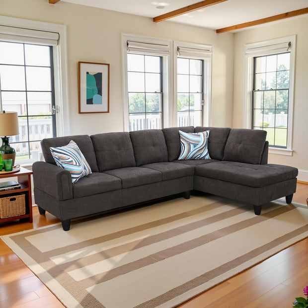 Sectional Couch 103.5" L Shaped Couch Comfy Futon Bed Upholstered Faux Leather 3 Pieces Living Room Furniture Sets with Ottoman and High Density Sponges for Living Room, White