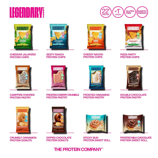 Legendary Foods 22g Protein Pastry - 0g Added Sugar, Low Carb and Gluten Free Keto Snack, Diabetic Friendly High Nutrient Alternative – 8x Cherry Crumble Bars