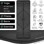 Plyopic. Ultra-Grip Pro Yoga Mat – EXTREME Non-Slip Performance - Dry Grip & Wet Grip - Alignment Lines - Comfortable & Sweat Resistant - For Yoga, Pilates, Exercise, Workout, Bikram & Hot Yoga