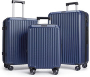 LIGHT FLIGHT Travel Luggage Sets, 3 Piece Set Suitcase with Spinner Wheels, Hardside Lightweight Luggage set with TSA Lock (20" 24" 28"), Navy Blue