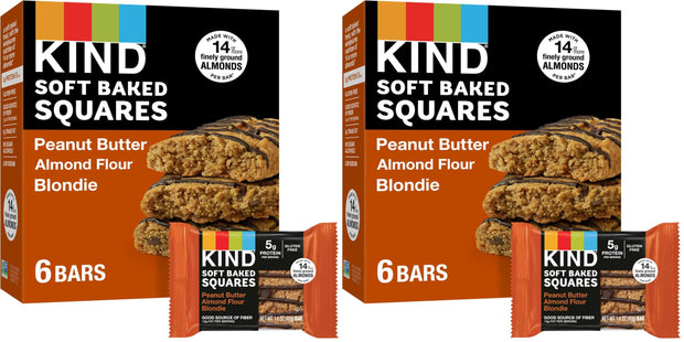 KIND Soft Baked Squares, Salted Caramel Almond Flour Blondie, Healthy Snack Bars, Gluten Free, 5g Protein, 6 Count
