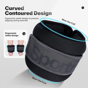 Sportneer Ankle Weights 0.5/1/2/3/5 LBS 1 Pair Wrist Leg Arm Weights for Women Men Kids Child with Adjustable Straps, Strength Weighted for Jogging Running Walking Fitness Gym Workout