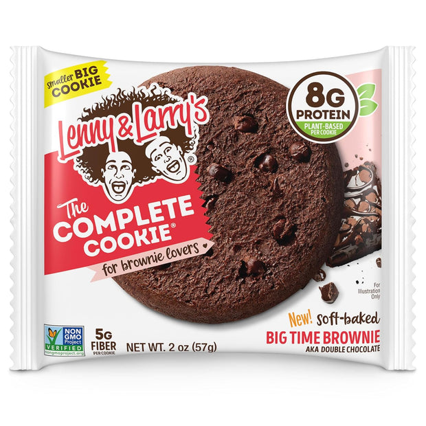 Lenny & Larry's The Complete Cookie, Big Time Brownie, Soft Baked, 8g Plant Protein, Vegan, Non-GMO, 2 Ounce Cookie (Pack of 12)