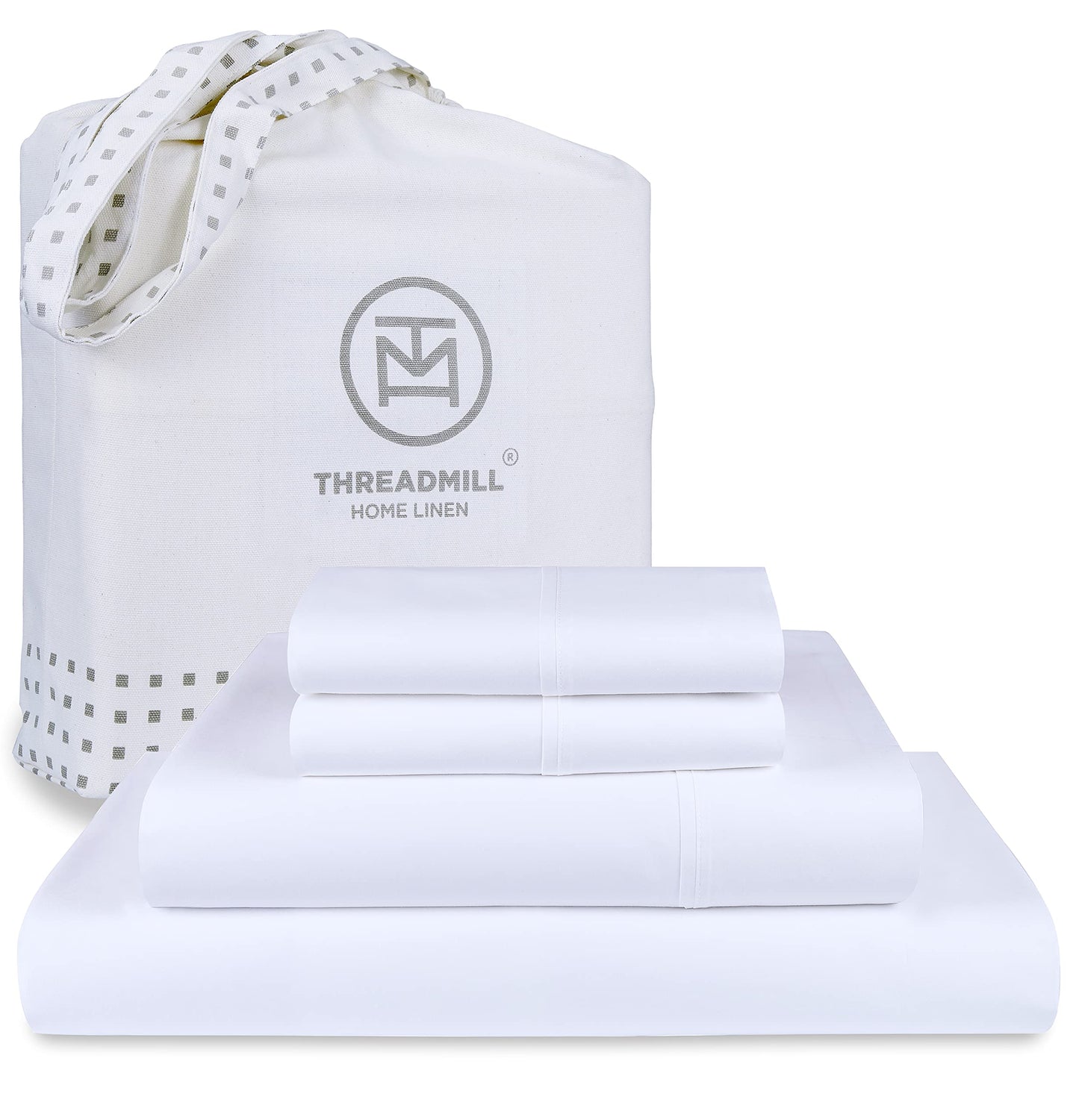 Threadmill American Supima King Size Sheets Set | 656 Thread Count 4 Piece Luxury Bed Sheets for King Size Mattress | 5 Star Hotel Quality Sheets with Elasticized Extra Deep Pocket | White Sheets