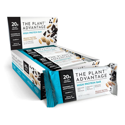 The PLANT ADVANTAGE High-Protein Bar – 6 Pack | Vegan, Gluten-Free, Dairy-Free | Peanut Butter Chocolate Chip | 20g Plant-Based Protein, Omega-3, B12 & Adaptogens for Energy & Muscle Recovery