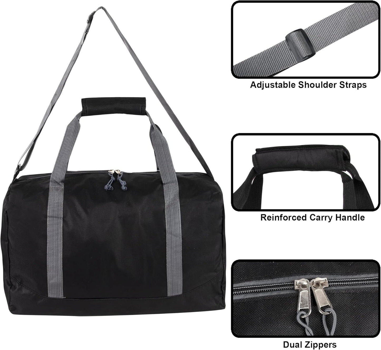 30 Liter, 17 Inch Canvas Duffle Bags for Men and Women – Travel Weekender Overnight Carry-On Shoulder Duffel Tote Bags (Black)