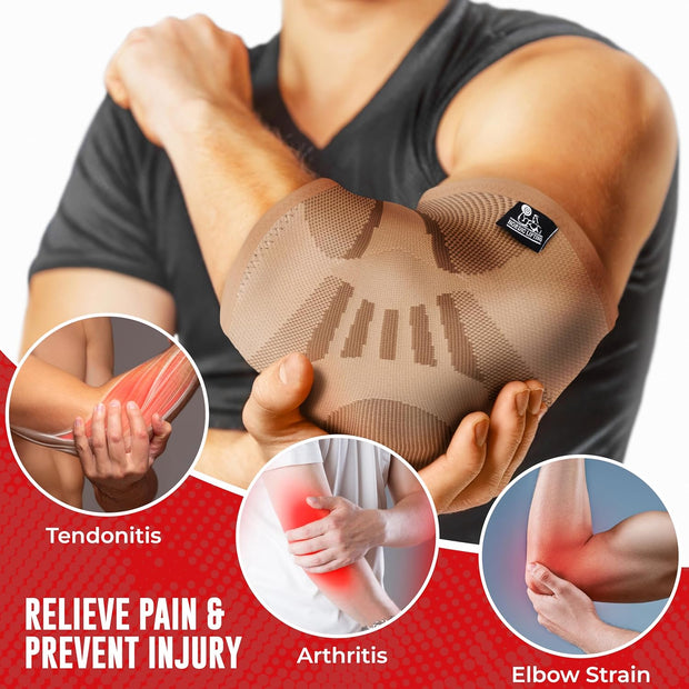 Nordic Lifting Elbow Compression Sleeves (1 Pair) – Support for Pain Relief, Tendonitis, Golfer’s & Tennis Elbow Recovery